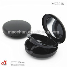 Wholesale Round black plastic custom empty makeup cosmetic packaging/compact powder case/compact powder packaging